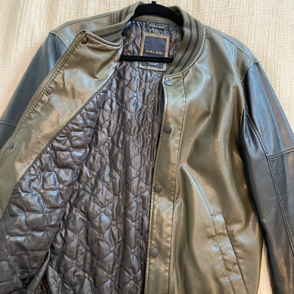 Zara leather varsity style jacket